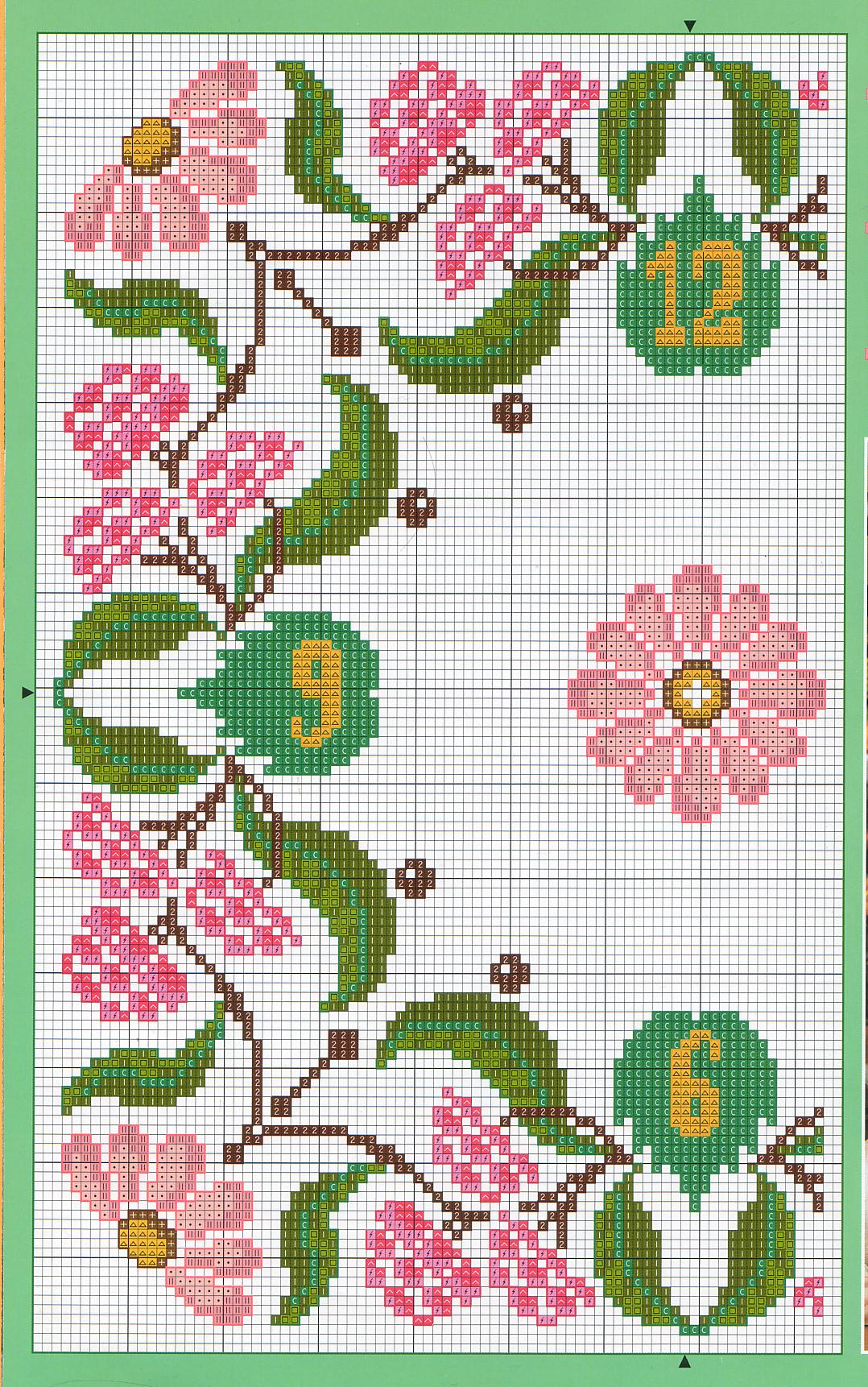 Schema punto croce Orologio Floreale 3c