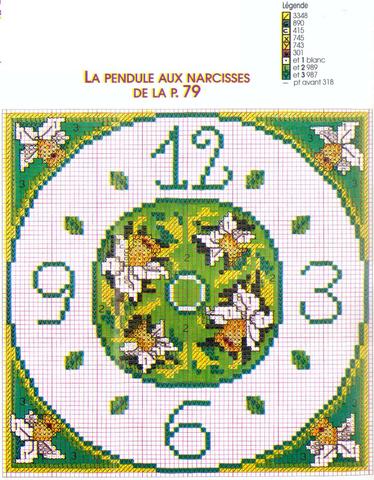 Schema punto croce Orologio Floreale 7