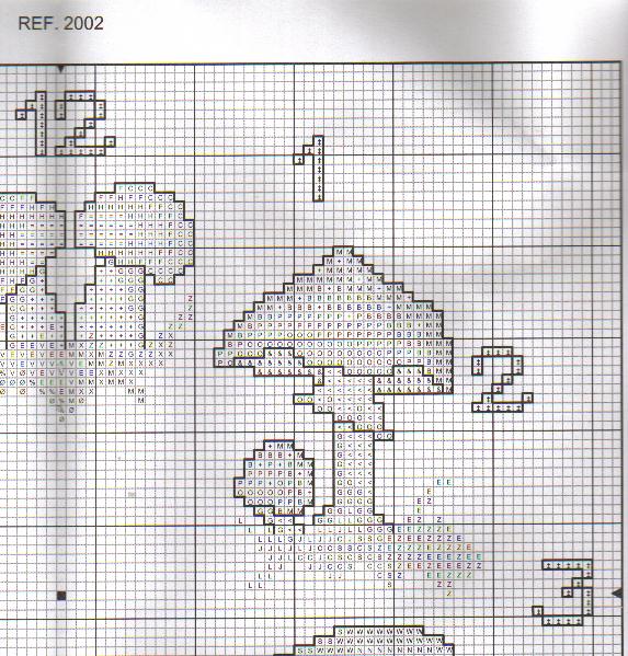 Schema punto croce Orologio Funghetti 1b