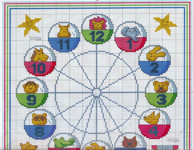 Schema punto croce Orologio Giostra 3