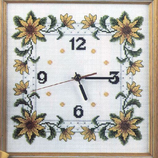 Schema punto croce Orologio Girasoli A