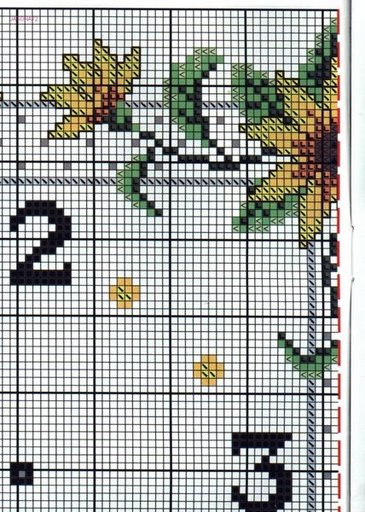 Schema punto croce Orologio Girasoli E