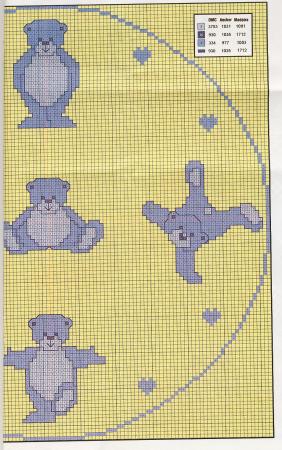 Schema punto croce Orologio Orso 3d