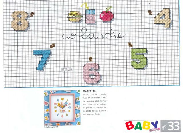 Schema punto croce Orologio Picnic 3