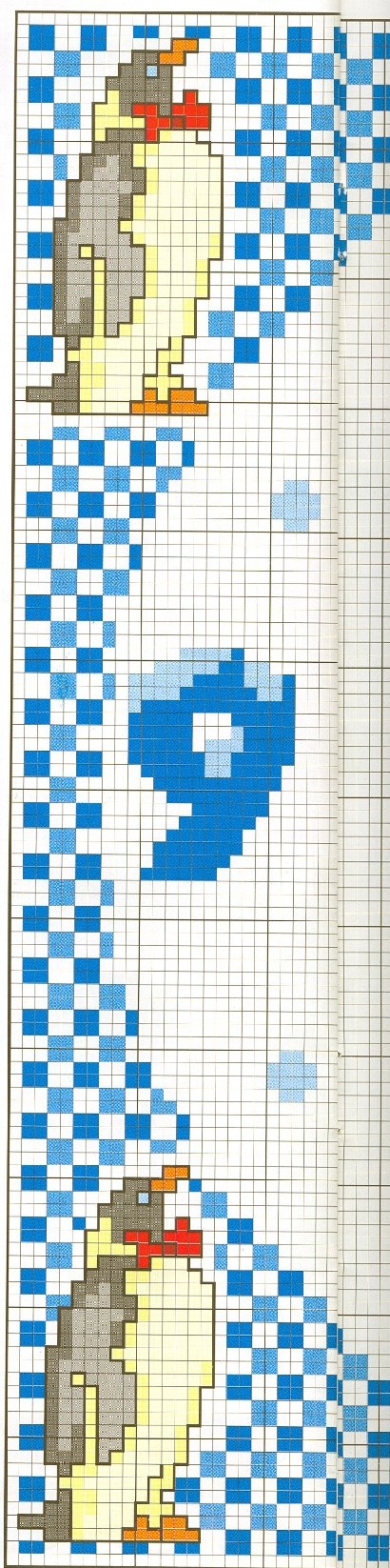 Schema punto croce Orologio Pinguini 1b