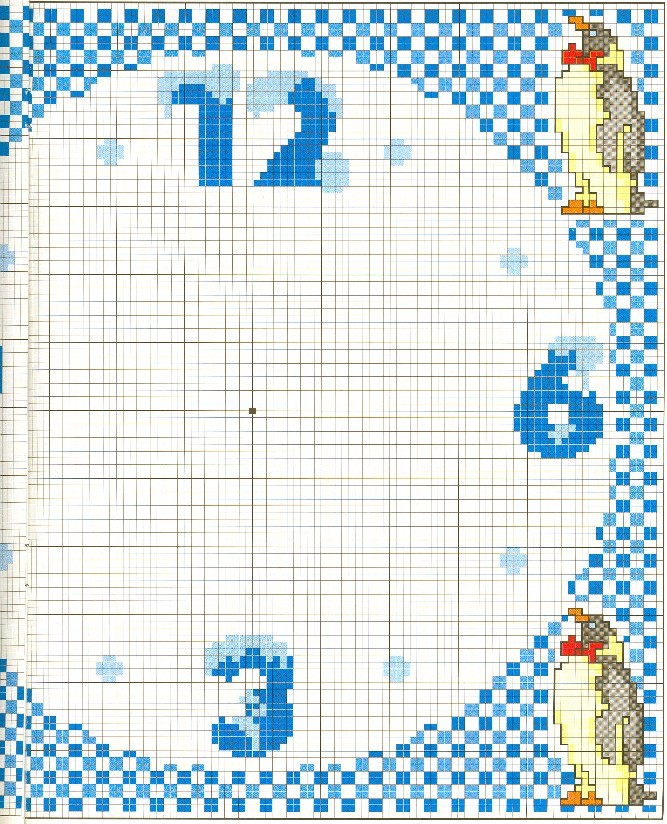 Schema punto croce Orologio Pinguini 1c