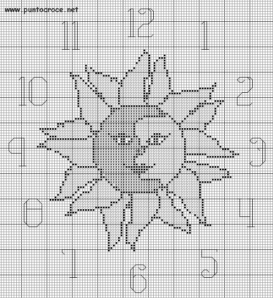 Schema punto croce Orologio Sole 2a