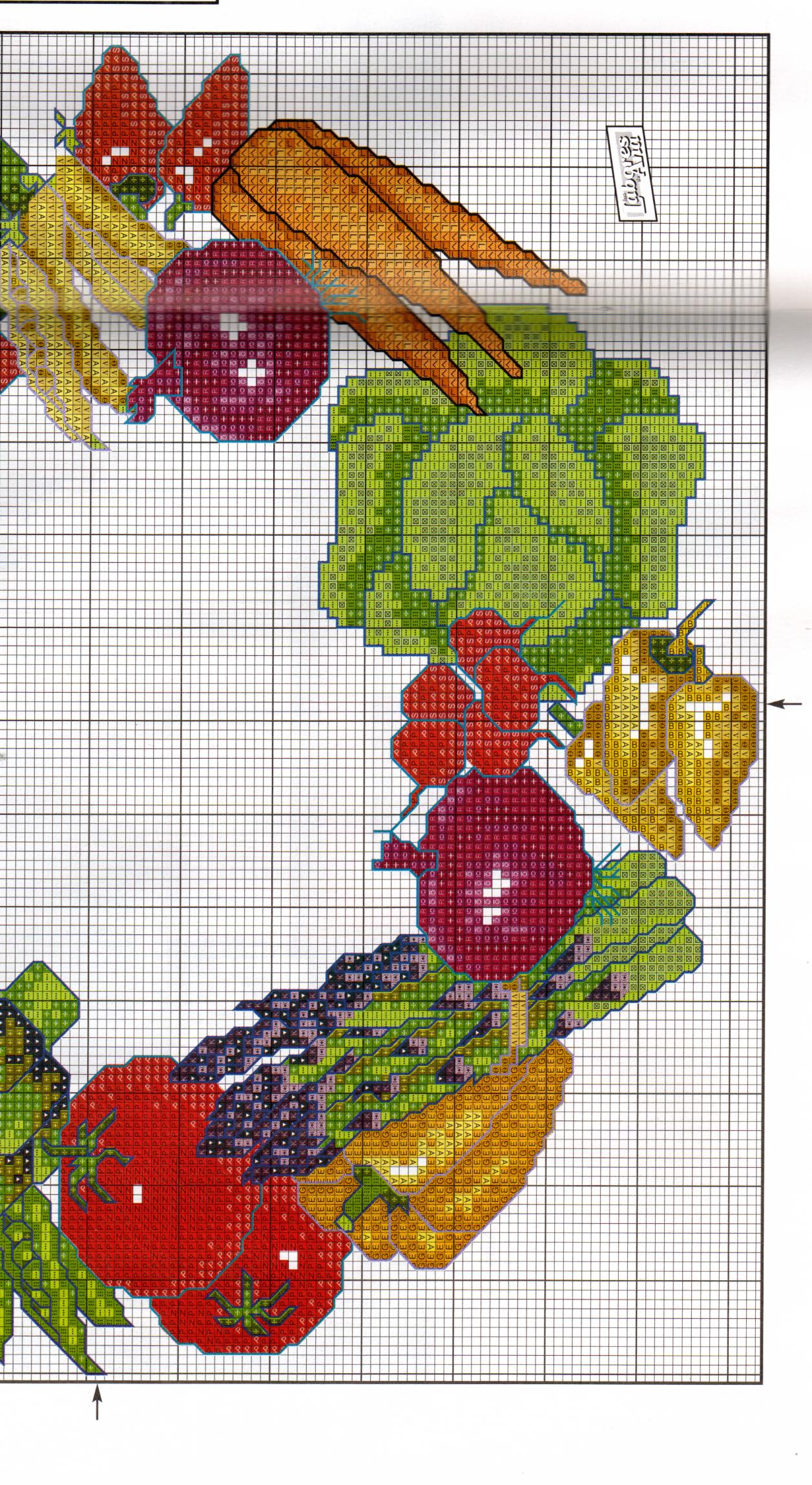 Schema punto croce Orologio Verdura 1b