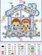 Schema punto croce Orologio Casa