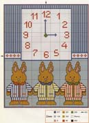 Schema punto croce Orologio Coniglietti