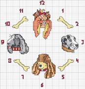 Schema punto croce Orologio Dogs