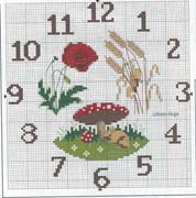 Schema punto croce Orologio Funghi 1b