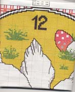 Schema punto croce Orologio Galline 1b