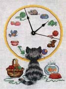 Schema punto croce Orologio Gatto Curiosone 1a