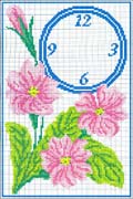 Schema punto croce Orologio Ramo Fiori1