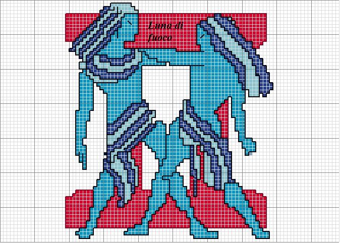Schema punto croce Gemelli-2