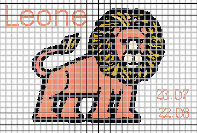 Schema punto croce Leone