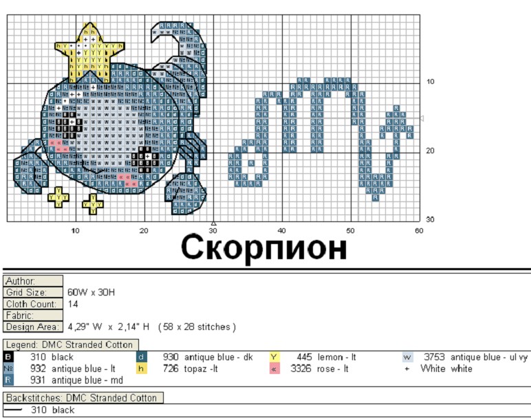 Schema punto croce Scorpione-4