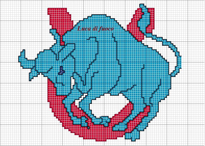 Schema punto croce Toro-2