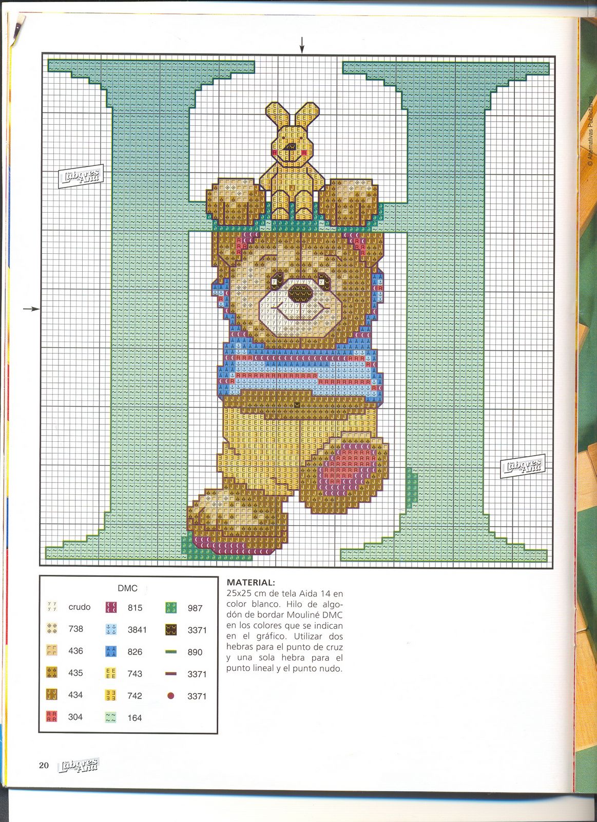 Schema punto croce Abecedario Orsetti 1h