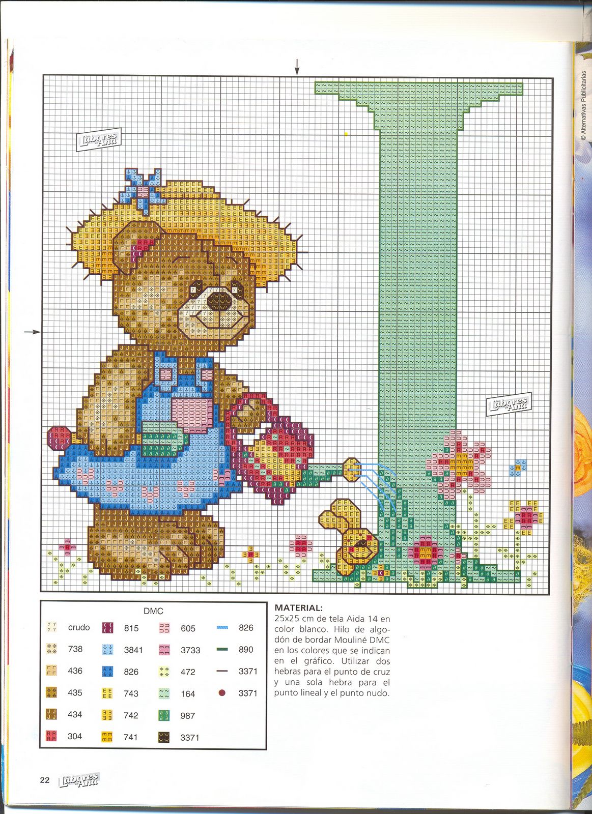 Schema punto croce Abecedario Orsetti 1i