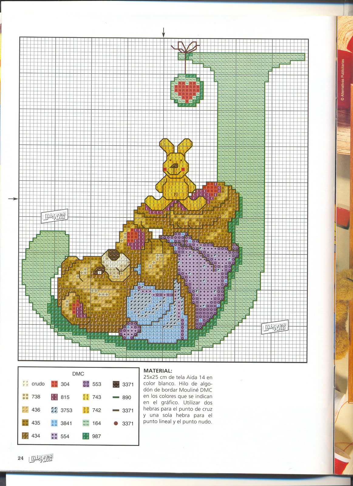 Schema punto croce Abecedario Orsetti 1j