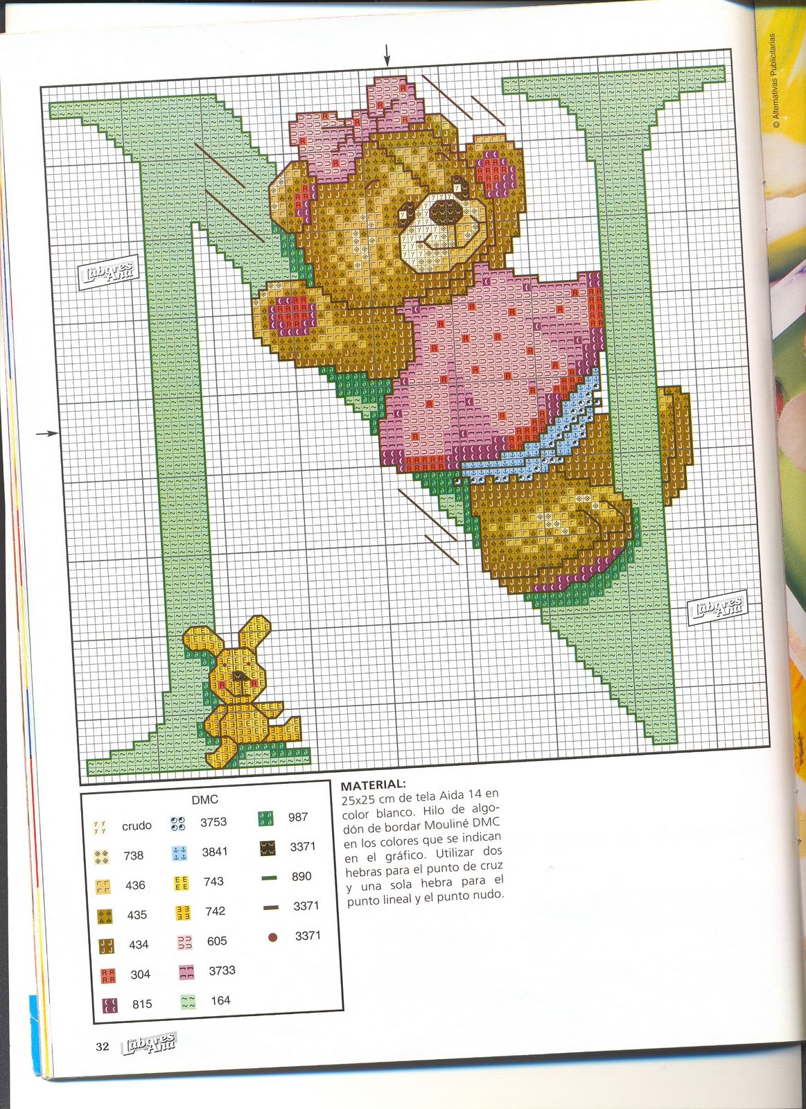 Schema punto croce Abecedario Orsetti 1n