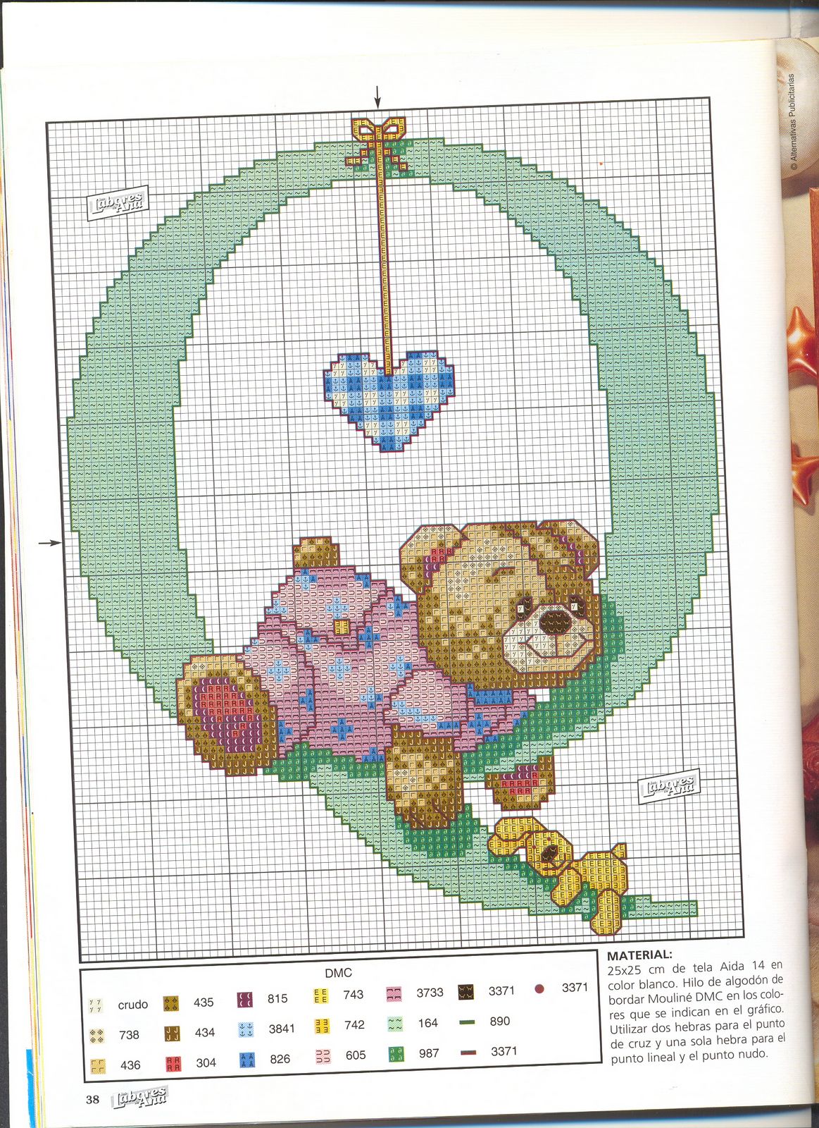 Schema punto croce Abecedario Orsetti 1q