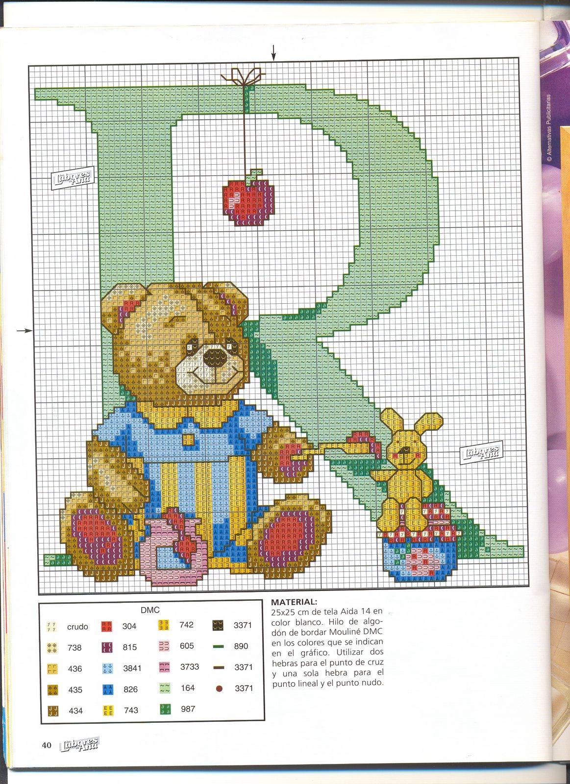 Schema punto croce Abecedario Orsetti 1r