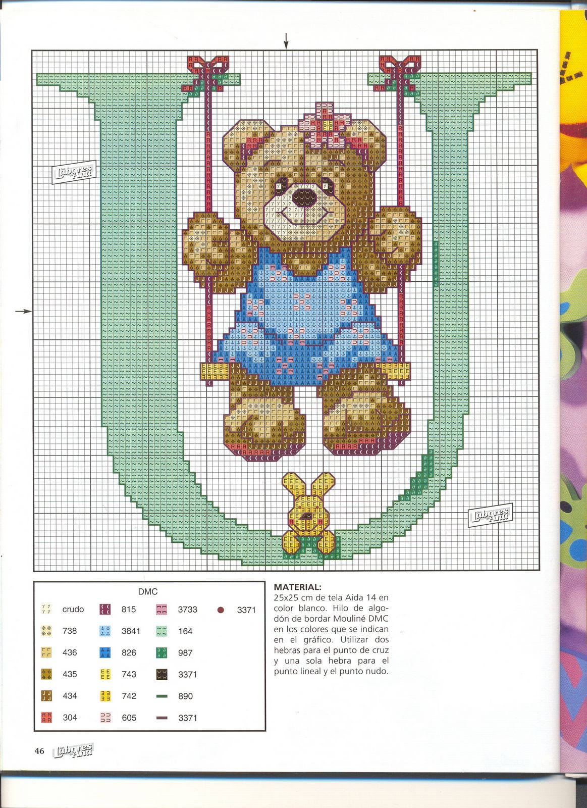 Schema punto croce Abecedario Orsetti 1u