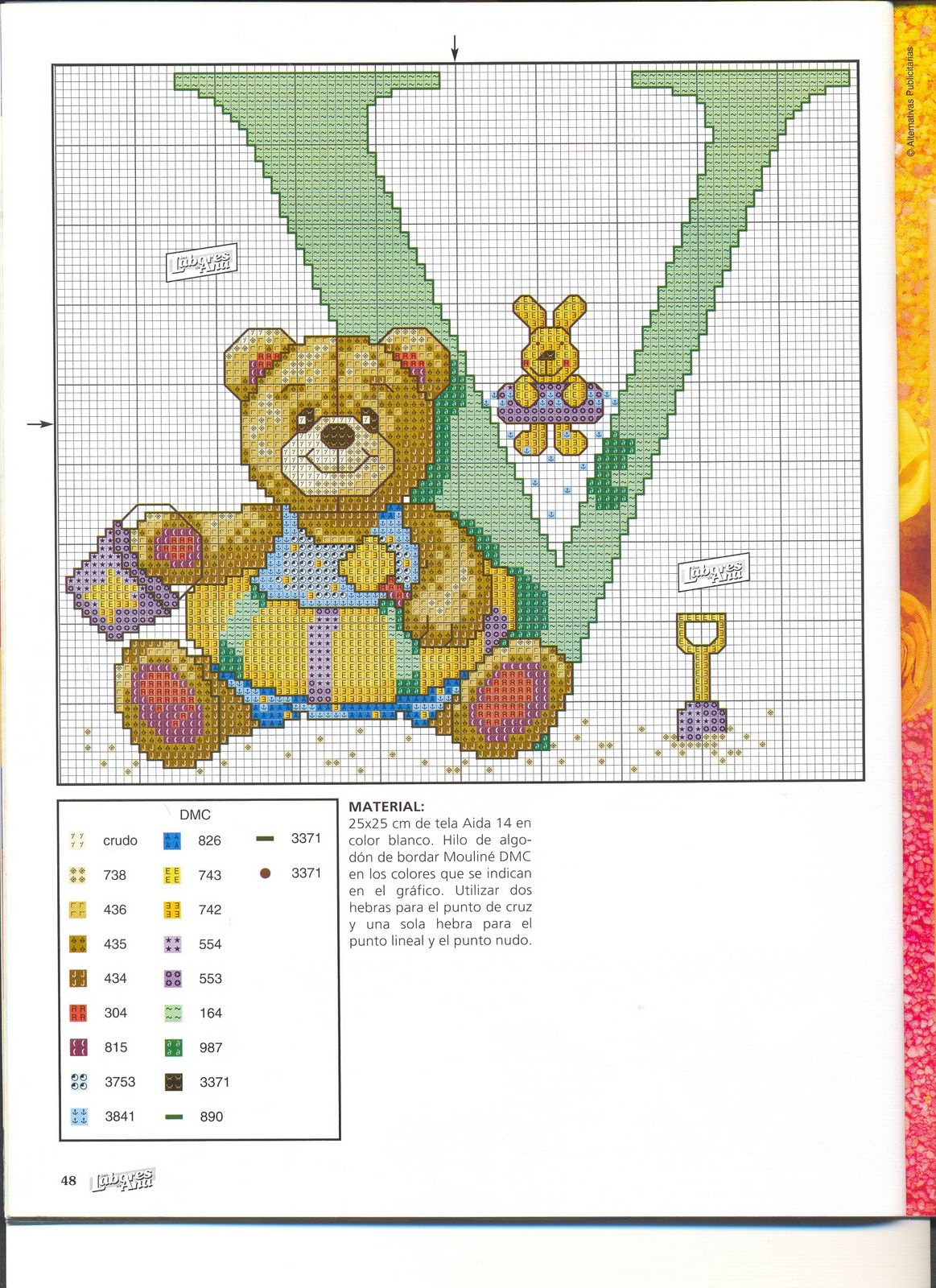 Schema punto croce Abecedario Orsetti 1v