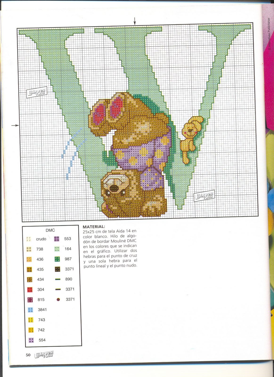 Schema punto croce Abecedario Orsetti 1w