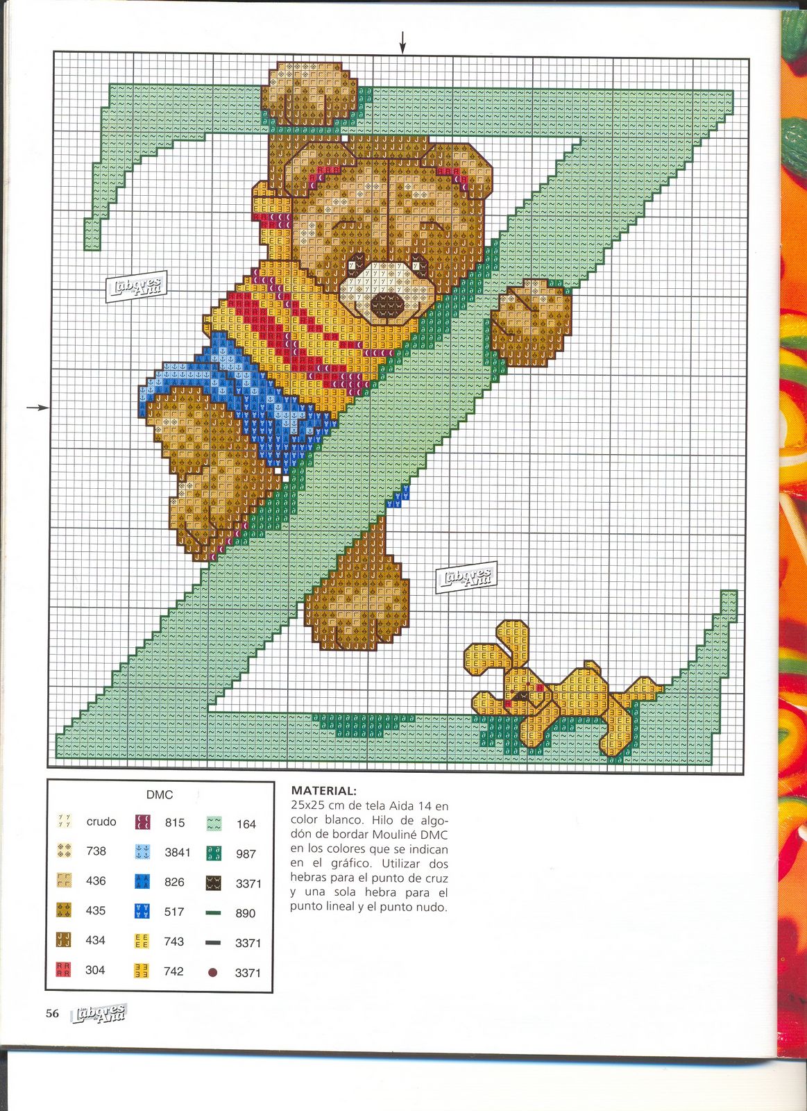 Schema punto croce Abecedario Orsetti 1z