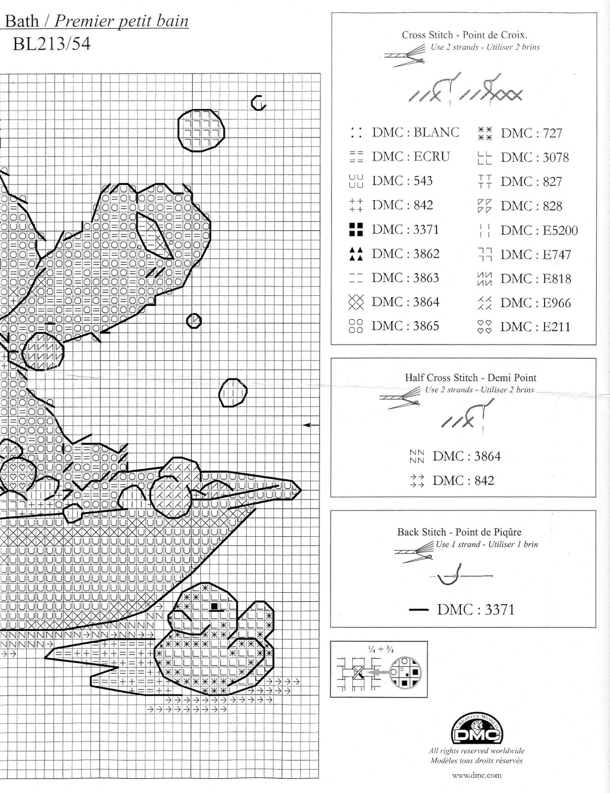 Schema punto croce Lickle Teddy Bath 2