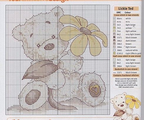 Schema punto croce Lickle Teddy Fiore3