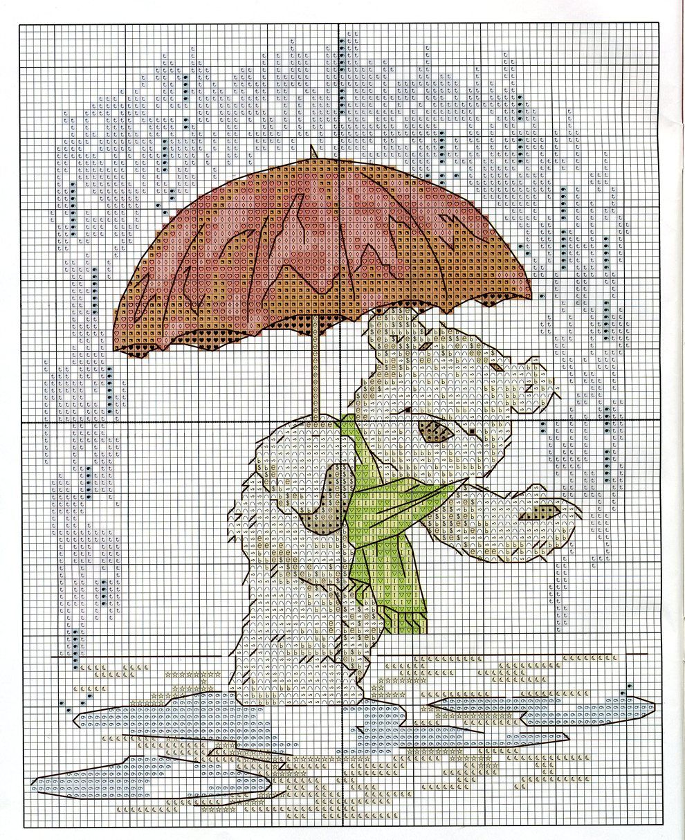 Schema punto croce Lickle Teddy Pioggia 2