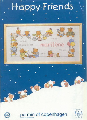 Schema punto croce Nascita Happy Friends 1