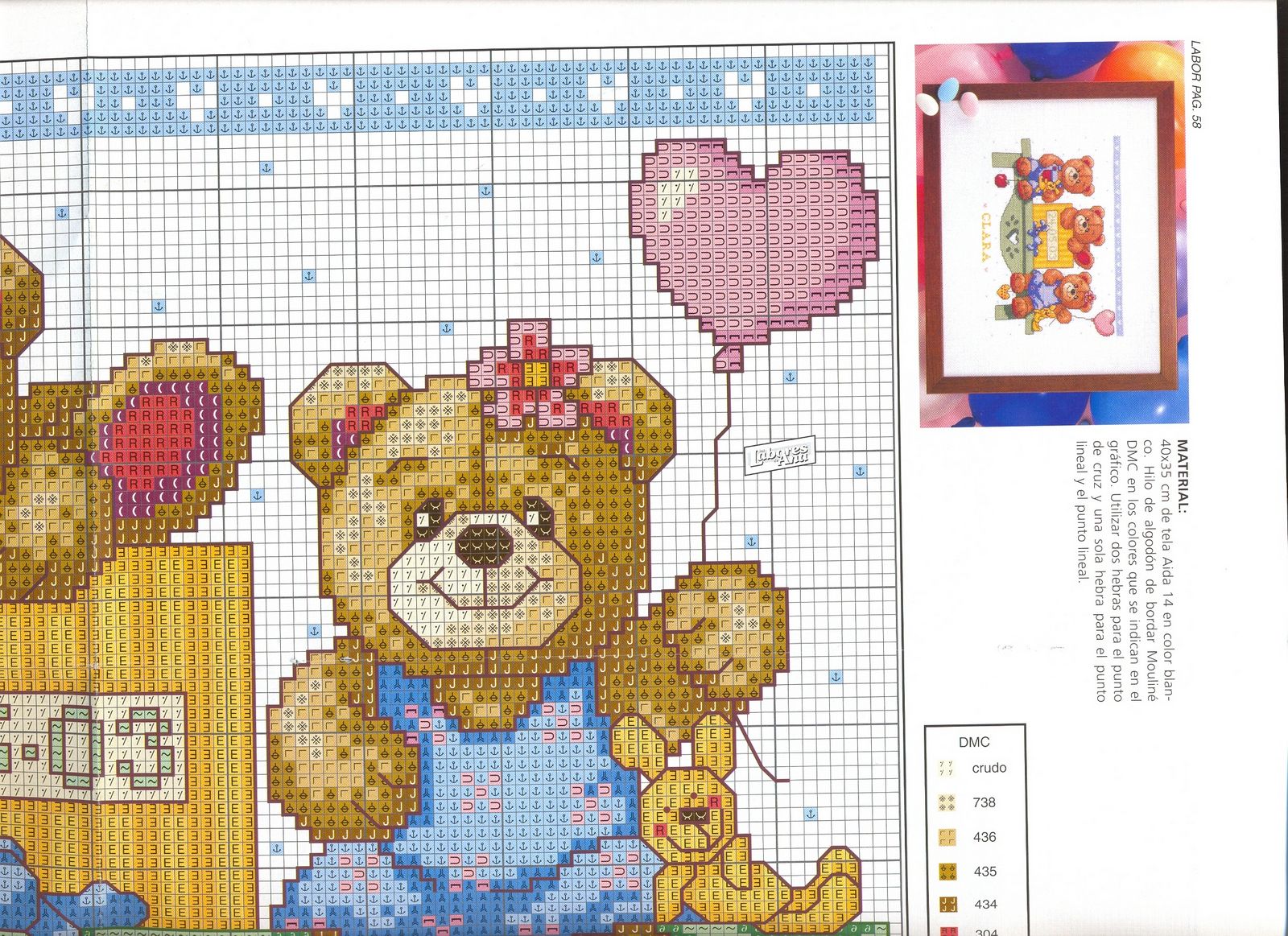 Schema punto croce Nascita Orsetti 1d
