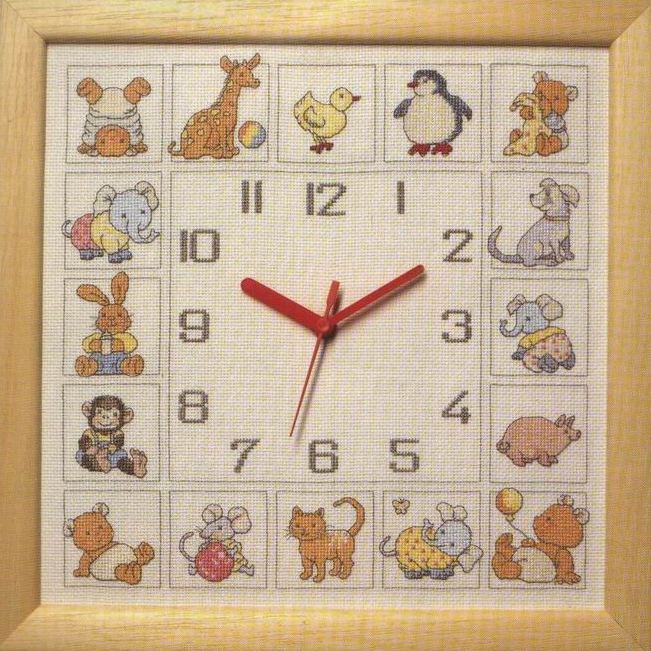 Schema punto croce Orologio Happy Friends 1