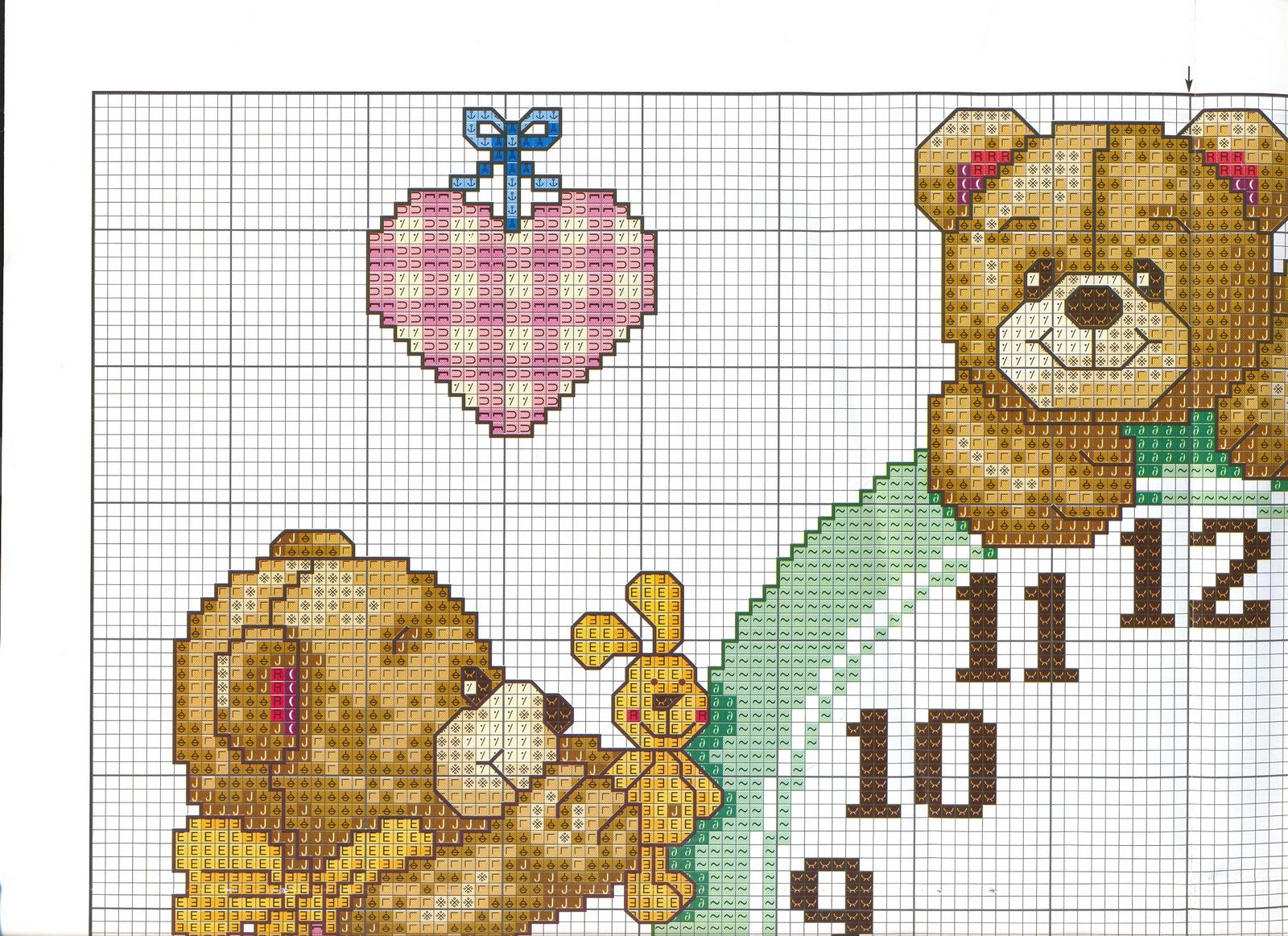 Schema punto croce Orologio Orsetti 1b