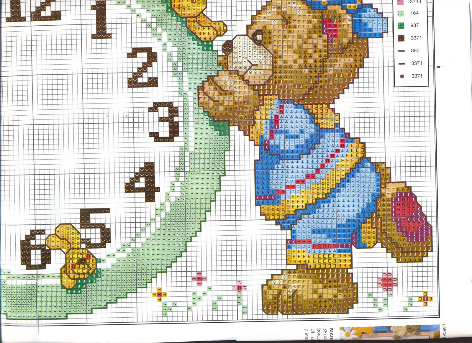 Schema punto croce Orologio Orsetti 1e