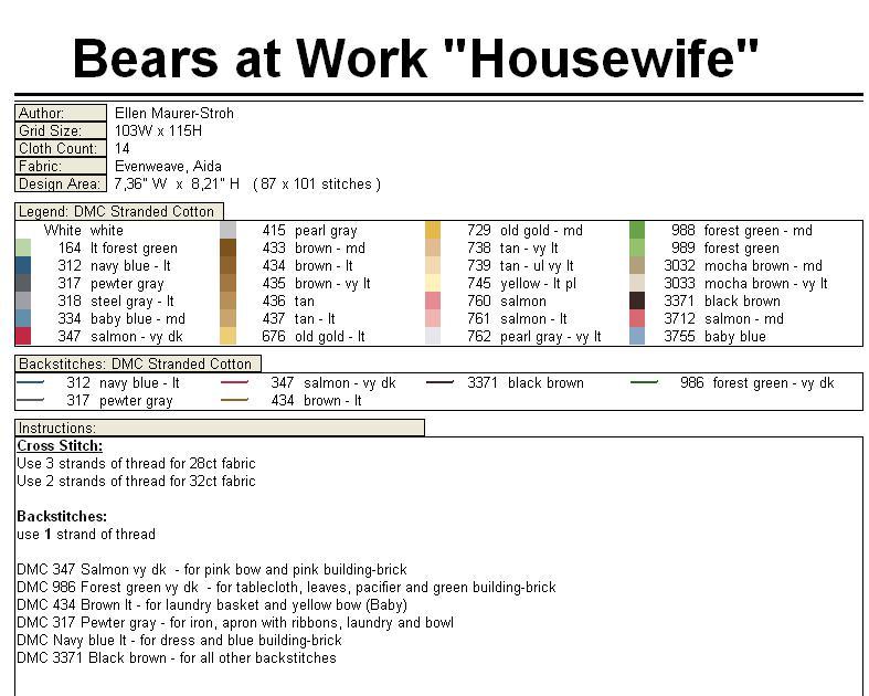 Schema punto croce Orsetta Casalinga 3