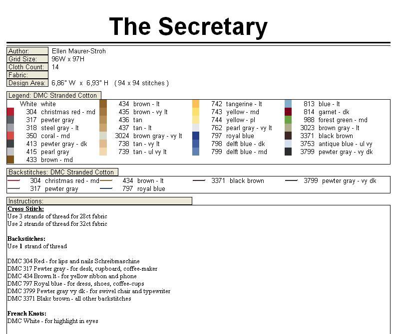 Schema punto croce Orsetta Segretaria 3