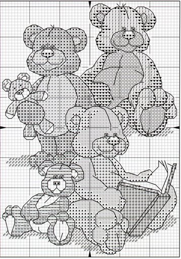 Schema punto croce Orsetti Colorati 2