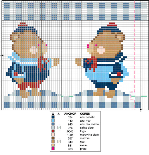 Schema punto croce Orsetti Marinai
