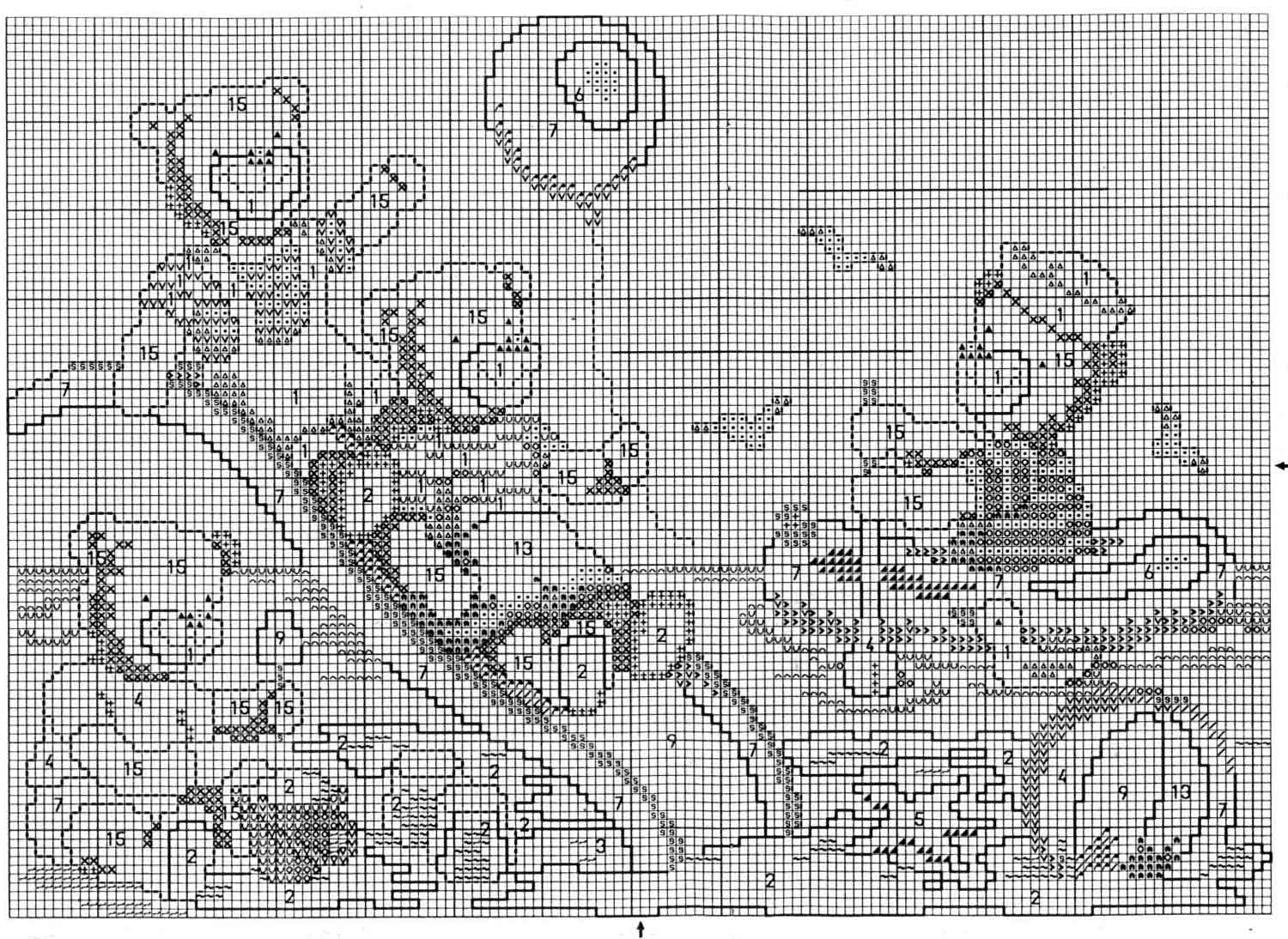 Schema punto croce Orsetti Nascita Spiaggia 2