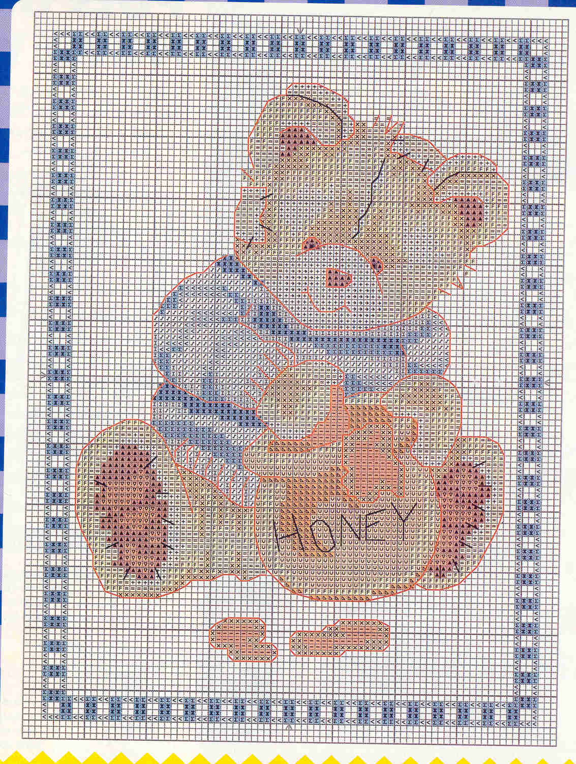 Schema punto croce Orsetto Con Miele