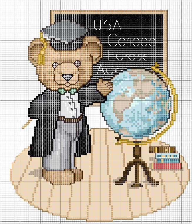 Schema punto croce Orsetto Professore 2