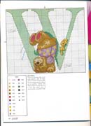 Schema punto croce Abecedario Orsetti 1w