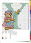 Schema punto croce Abecedario Orsetti 1y